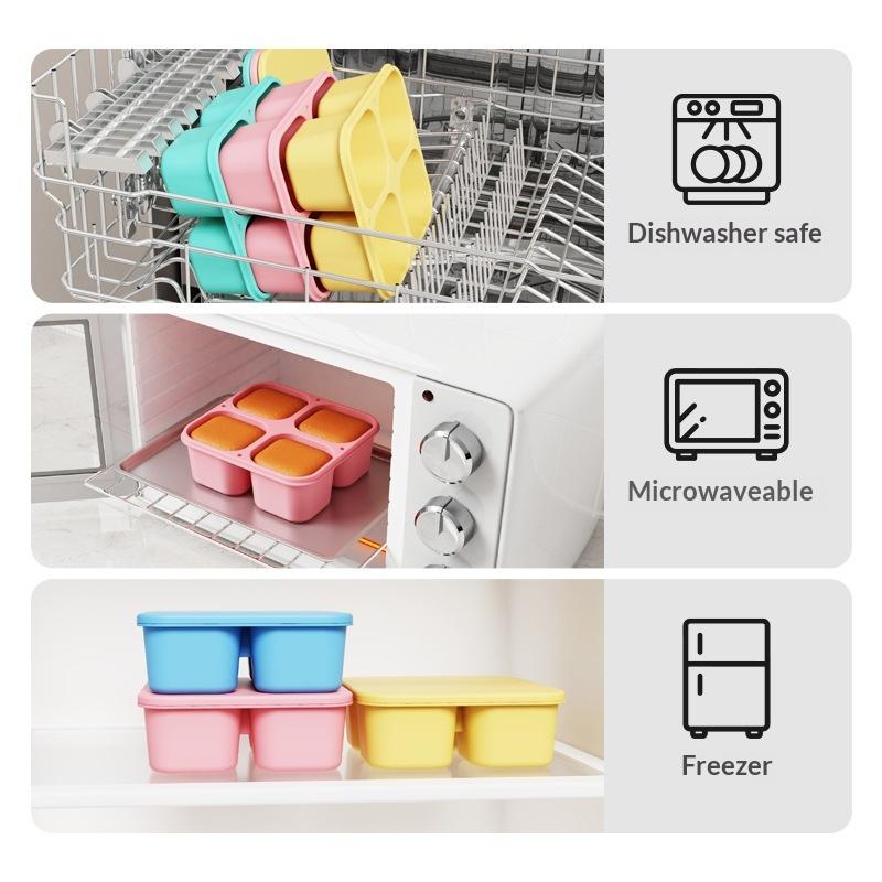 Food Snacks For Picnic - 식품 등급 실리콘 스낵 박스, 4칸