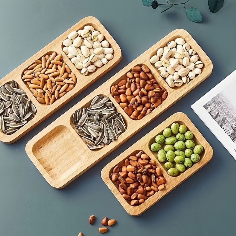 Food Platter Snacks - 천연 대나무 나눔형 스낵 서빙 트레이,