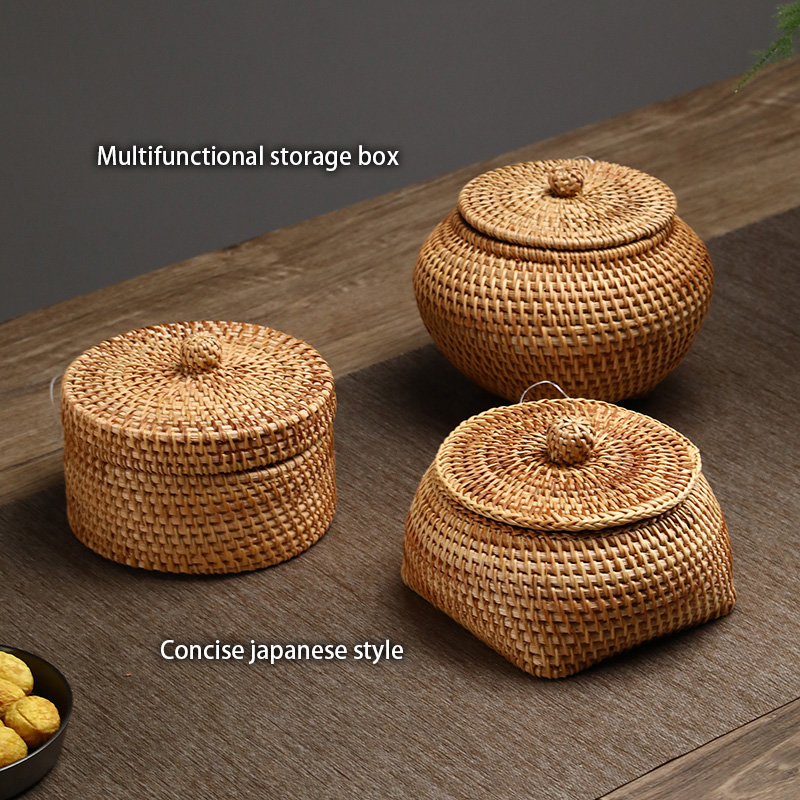 뚜껑이있는 손으로 짠 등나무 보관 상자 사탕 스낵 항아 - Food Snacks In Japan 리뷰 및 가격