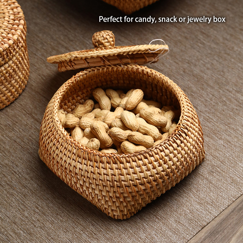 뚜껑이있는 손으로 짠 등나무 보관 상자 사탕 스낵 항아 - Food Snacks In Japan 리뷰 및 가격