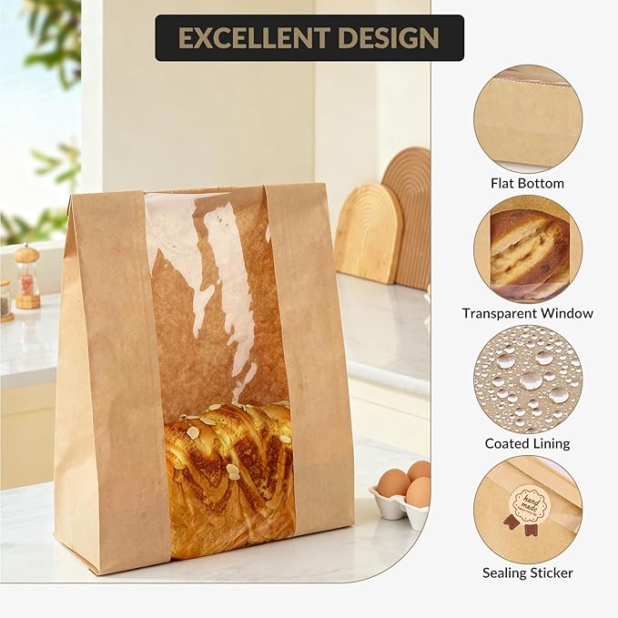 250개입 수제 빵 포장 봉투, 투명 창과 라벨 씰 스 - Food Xxl 리뷰 및 가격
