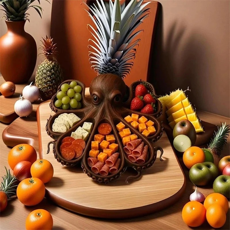 나무 문어 모양 서빙 트레이, 다용도 조리된 음식 플래 - Food Platter Snacks 리뷰 및 가격