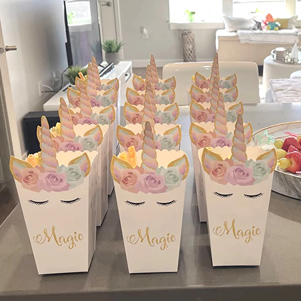 6/12pcs 유니콘 팝콘 상자 유니콘 생일 파티 용품 - Food Snacks For Baby Shower 리뷰 및 가격