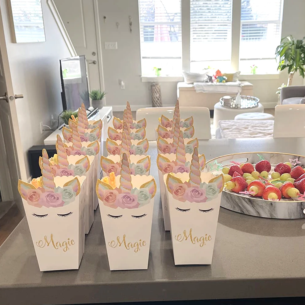 6/12pcs 유니콘 팝콘 상자 유니콘 생일 파티 용품 - Food Snacks For Baby Shower 리뷰 및 가격