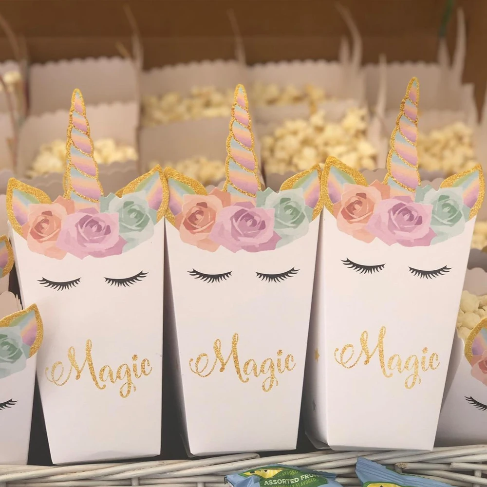 6/12pcs 유니콘 팝콘 상자 유니콘 생일 파티 용품 - Food Snacks For Baby Shower 리뷰 및 가격