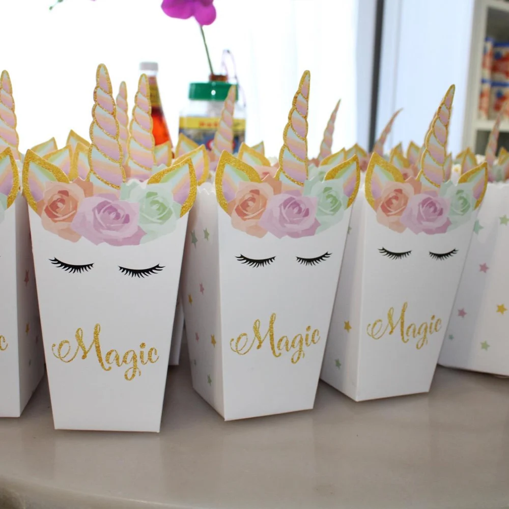 6/12pcs 유니콘 팝콘 상자 유니콘 생일 파티 용품 - Food Snacks For Baby Shower 리뷰 및 가격
